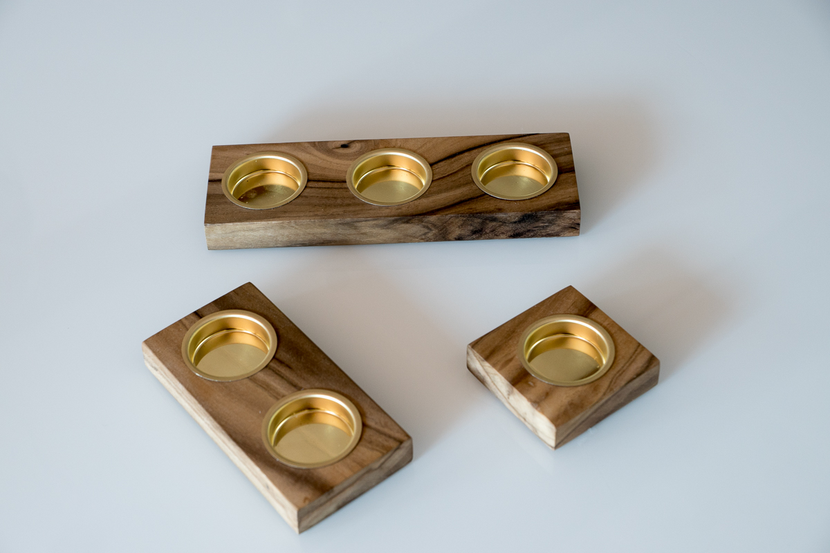 Set Teelichthalter 'Nuss' H1 gold